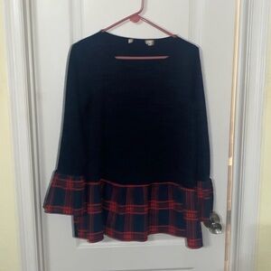 Navy and black with red and navy flannel ruffle